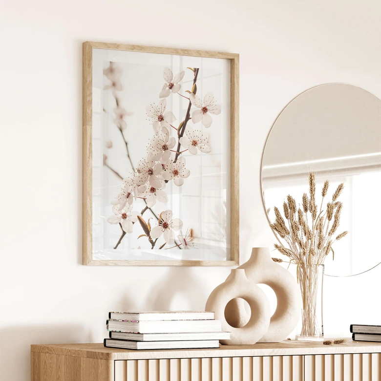Poster Branche avec fleurs de cerisier blanches - Sisi & Seb 