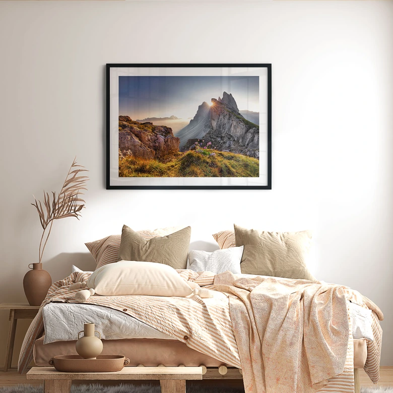 Poster Sonnenaufgang über den Bergen in Südtirol 