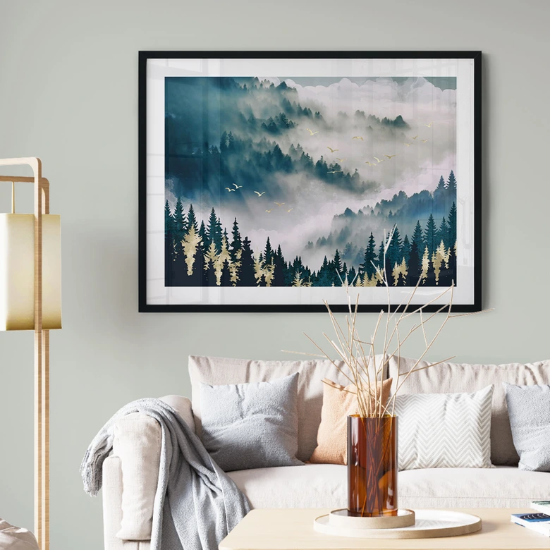 Poster Geheimnisvoller Nebel im Wald - SpaceFrog Designs 