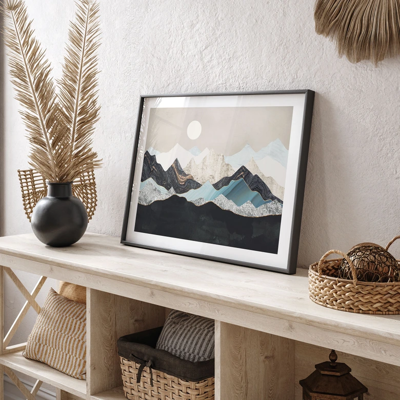 Poster Ruhige Berglandschaft in der Dämmerung - SpaceFrog Designs 