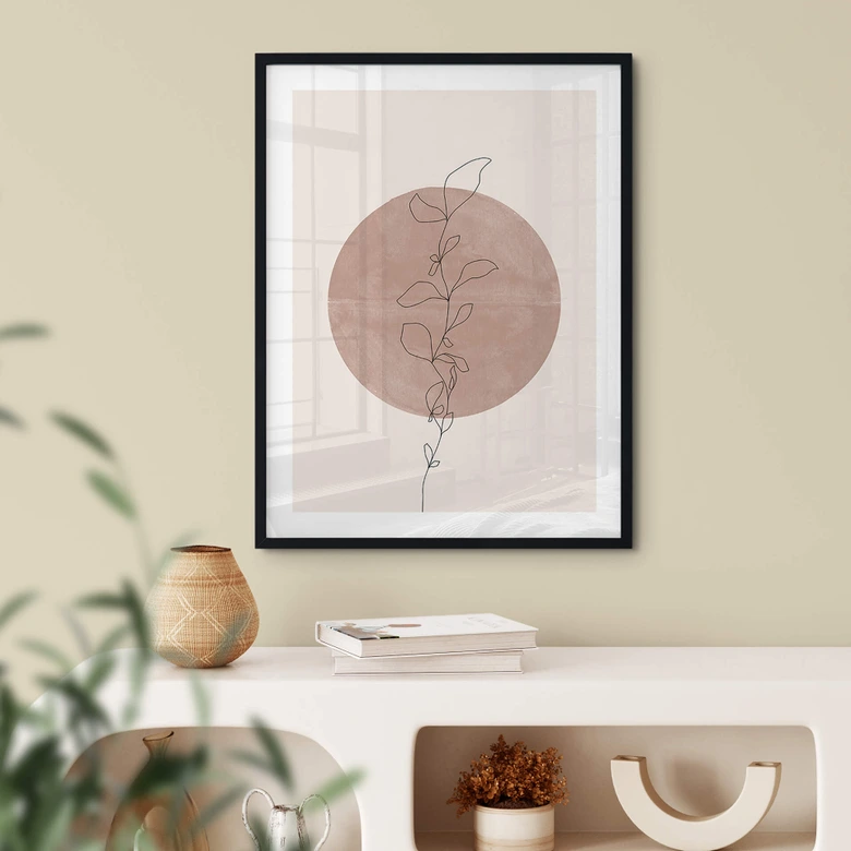 Poster The Miuus Studio - Line Art - Pflanze vor Vollmond 