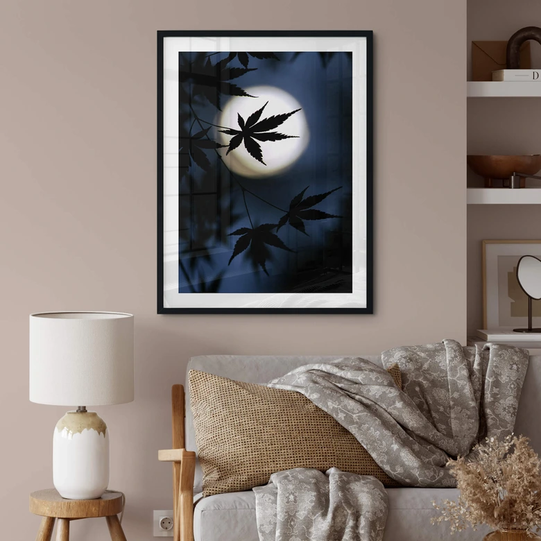 Plakat Tomihisa - Japoński klon w świetle księżyca 