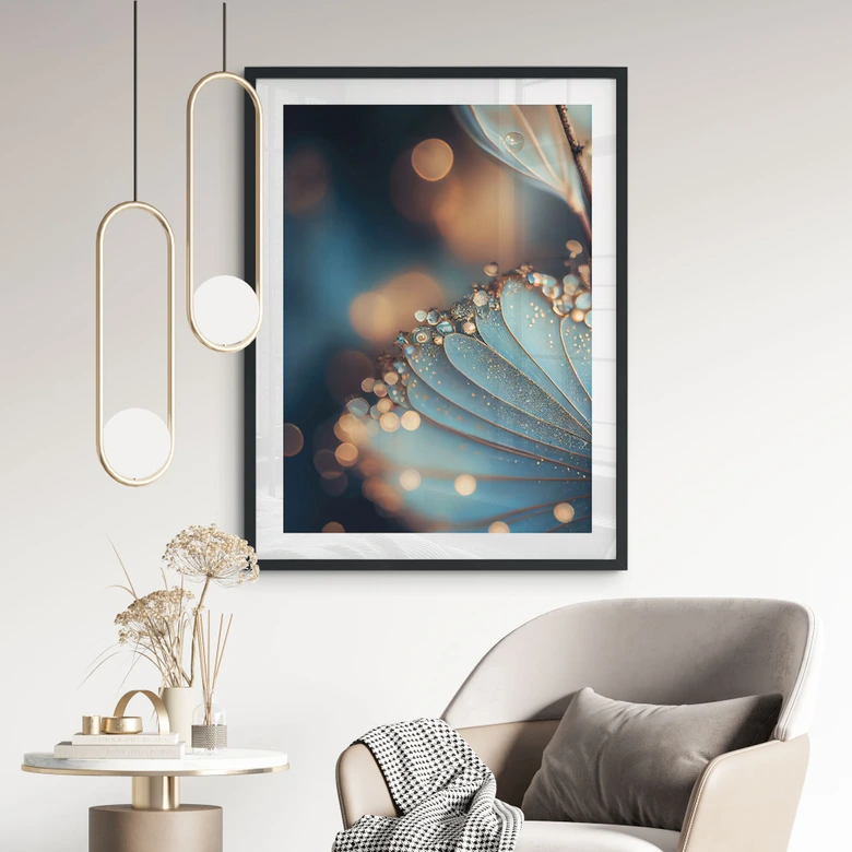 Poster Blaue Blüte mit Tautropfen - Treechild 