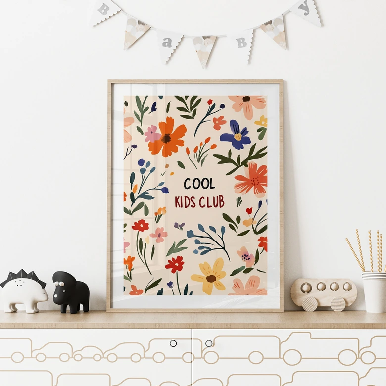 Kinderposter Cool Kids Club Bunte Blumen - Treechild 