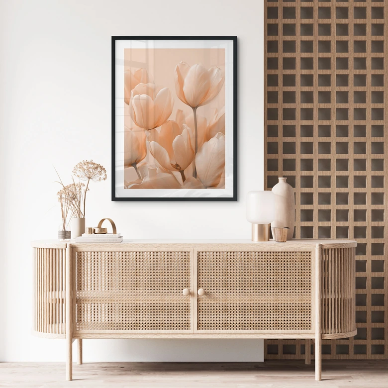 Poster Pfirsichfarbene Tulpen - Treechild 