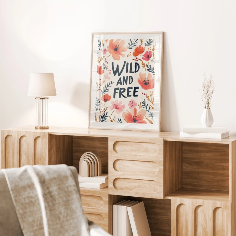 Poster Wild and free mit Aquarell-Blumen - Treechild 