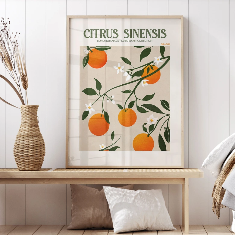 Poster Boho sinaasappelboom - Citrus Sinensis - Tunaboylu 