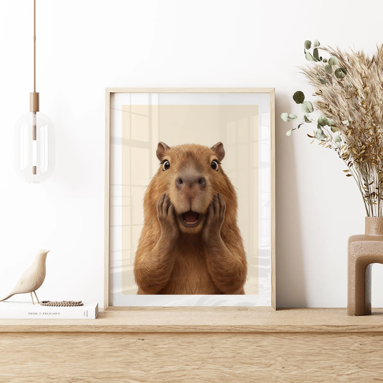 Poster Överraskad Capybara 