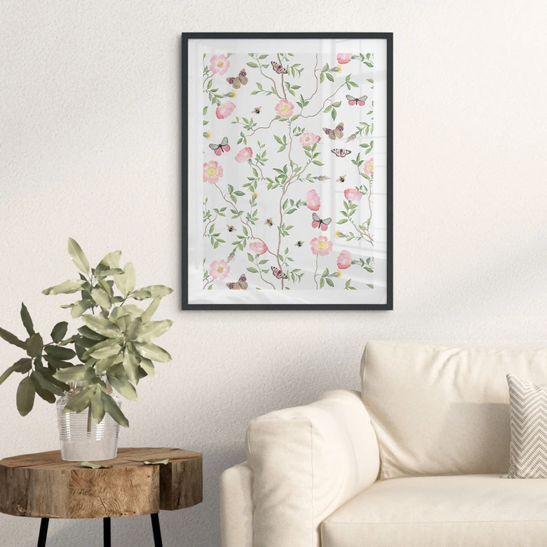 Poster Rosa Christrosen im Frühling - UN Designs 