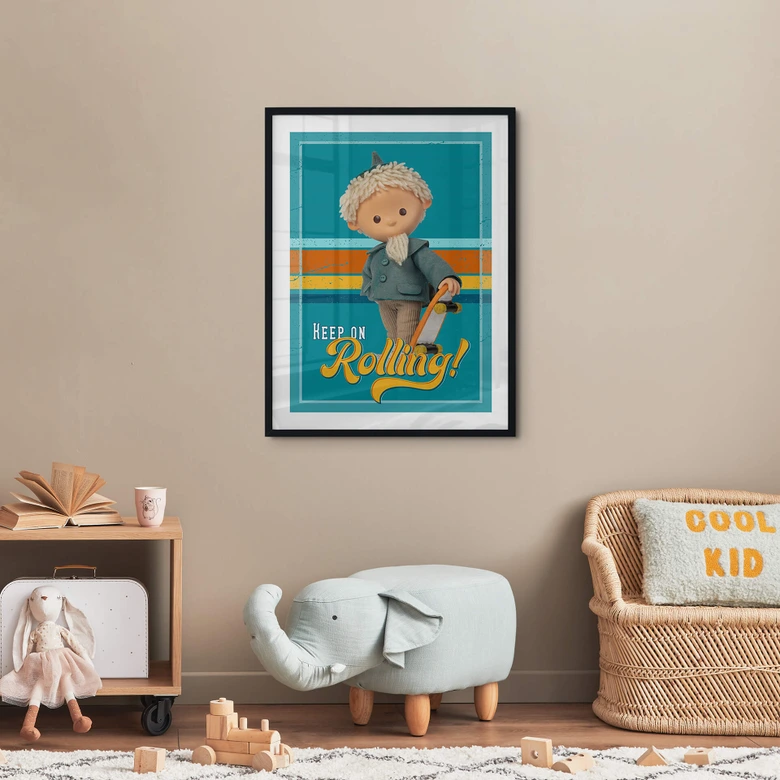 Poster Unser Sandmännchen - Sandmann mit Skateboard - Kinderposter 
