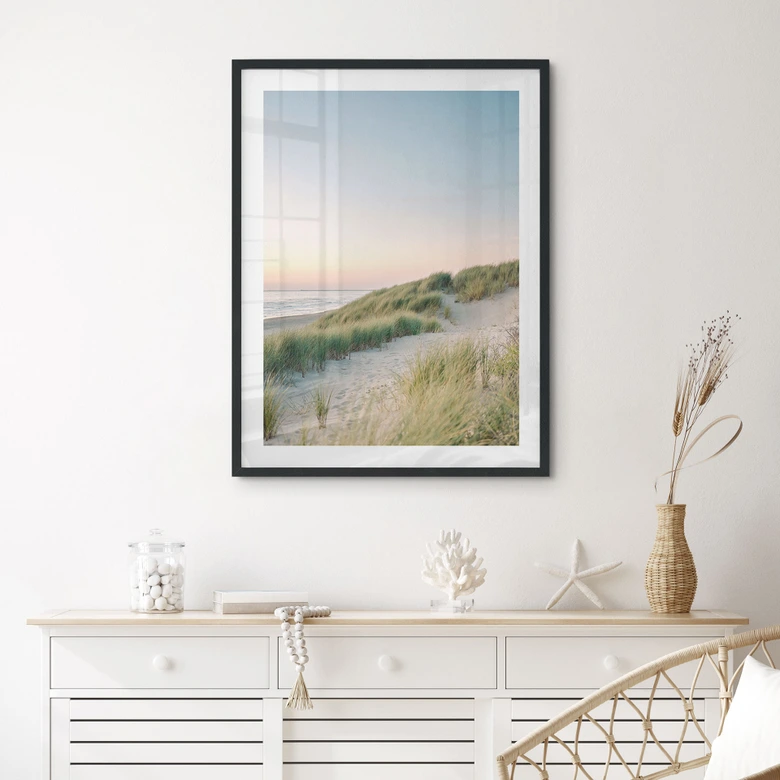 Poster Duinen aan de Nederlandse kust - Zwart 
