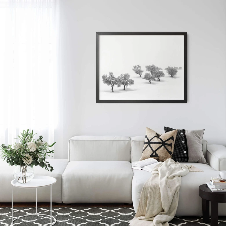 Poster Carrillo Lopez - Weiße Landschaft mit Bäumen 