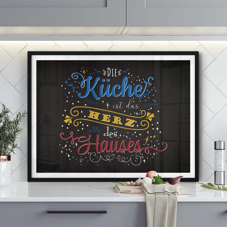 Poster Die Küche ist das Herz des Hauses - dunkel 