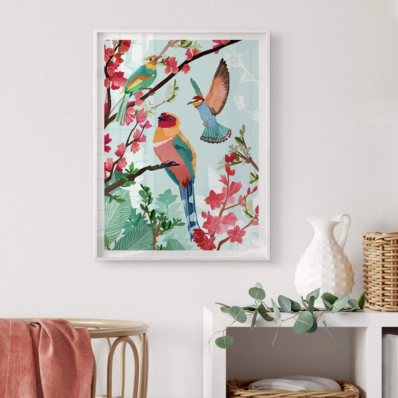 Póster Goed Blauw - Pájaros en verano 