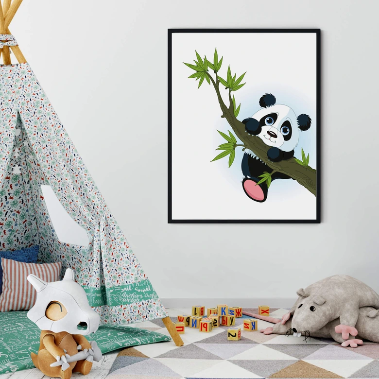Poster Kletternder Panda 