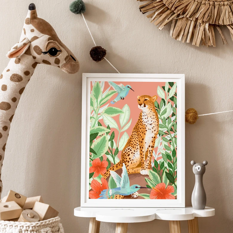 Poster Goed Blauw - Tropisch Pink 