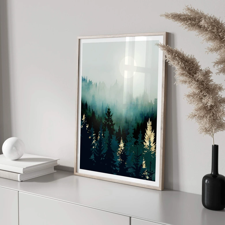 Poster SpaceFrog Designs - Nebliger Wald 