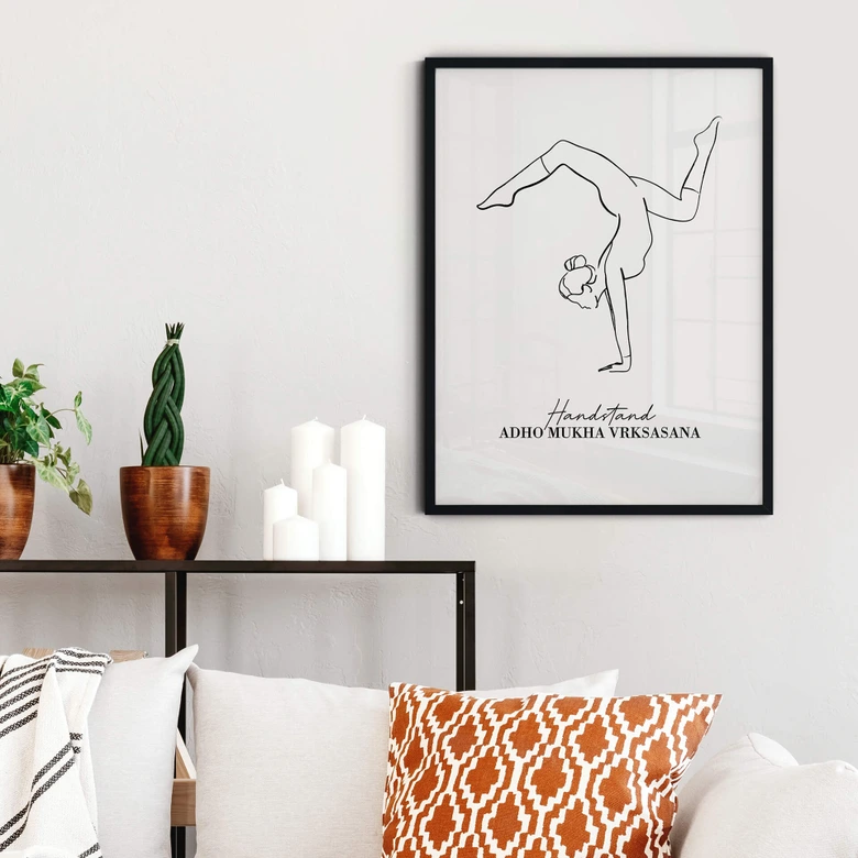 Poster Yoga - Posture sur les mains - Line Art 