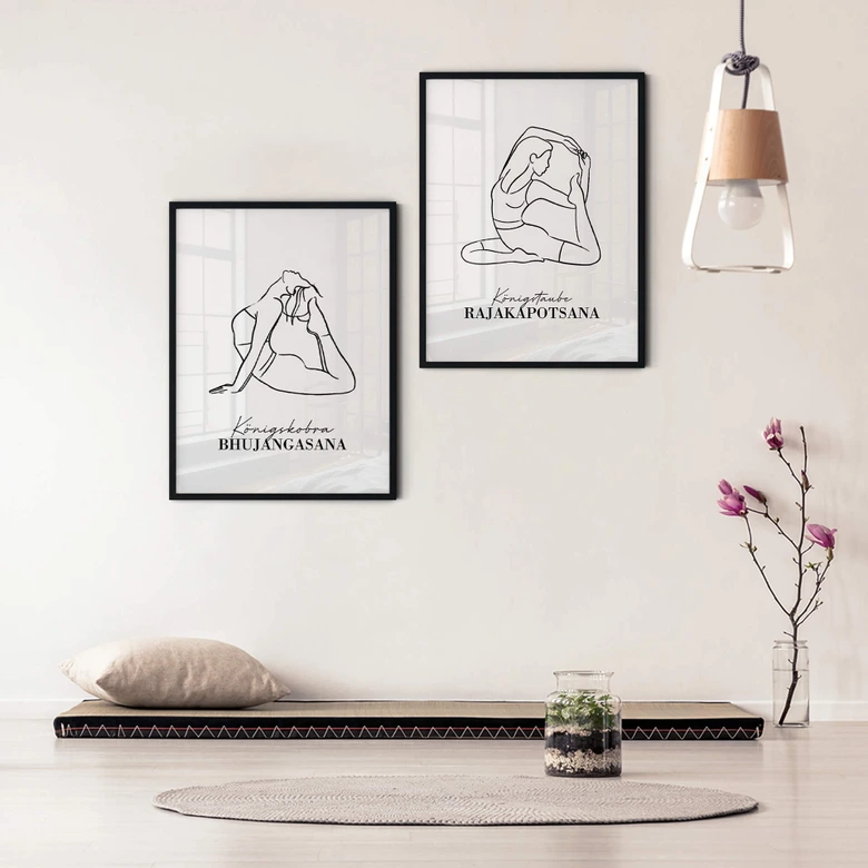 Poster Yoga - Königstaube - Line Art 