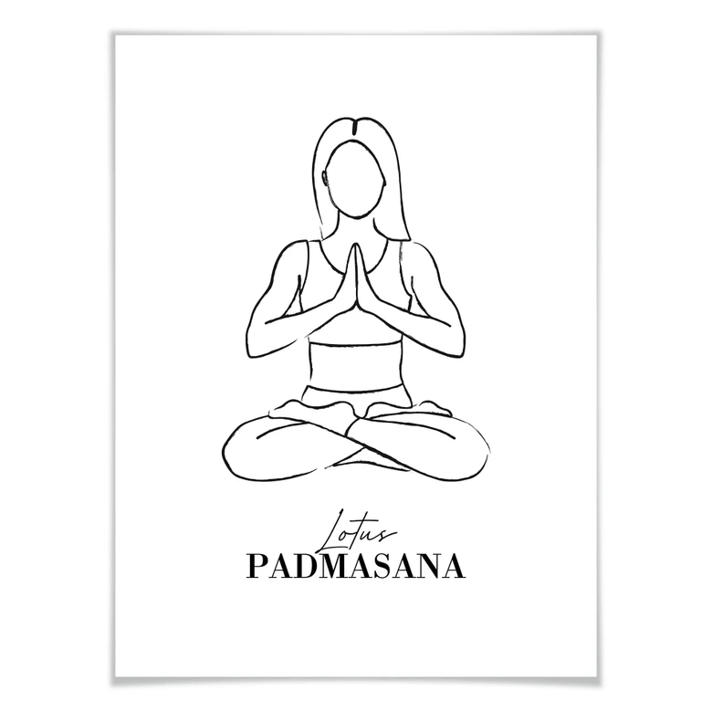 Plakat - Yoga Lotus - Line Art 