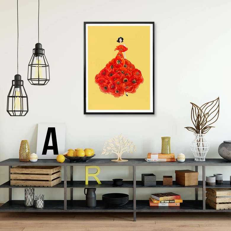 Póster Korenkova - Fashion Poppies amarillo 