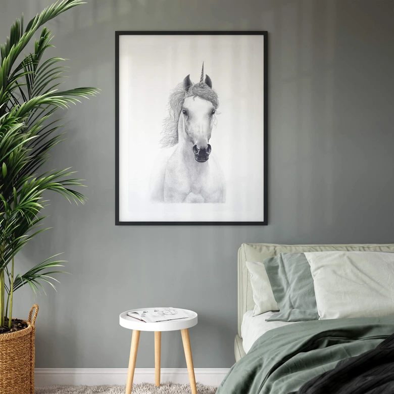 Póster Korenkova - Unicornio blanco 