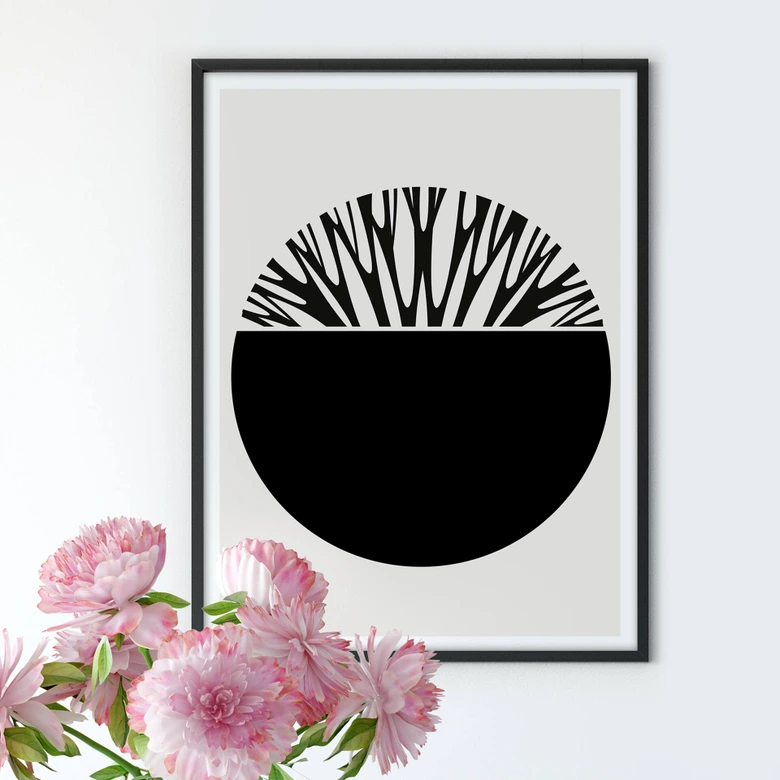 Plakat - Kubistika - Livets træ i sort 