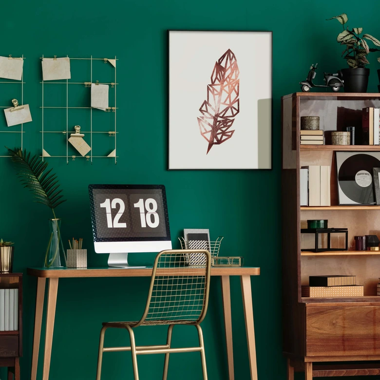 Póster - Pluma de origami - look oro rosa 