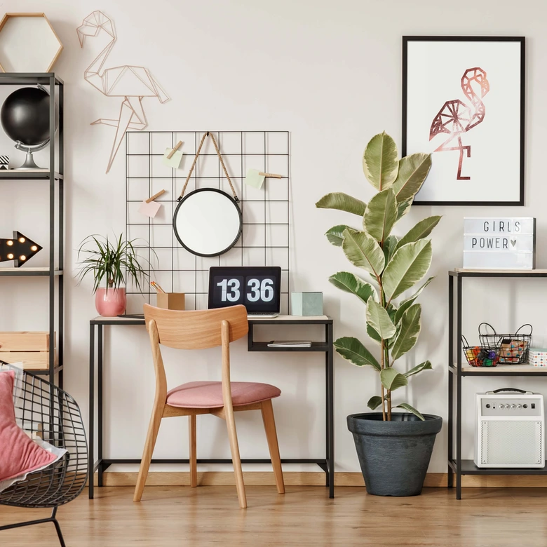 Poster Origami Flamingo - Kupfer-Optik 
