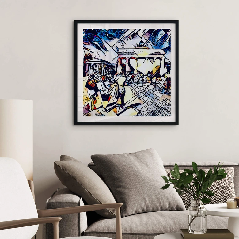 Poster Zamart - Kandinsky trifft Berlin Himmelblau - Quadratisch 