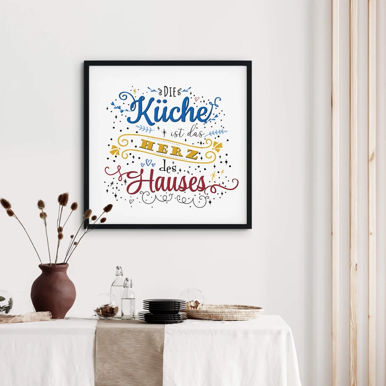 Poster Die Küche ist das Herz des Hauses - hell - Quadratisch 