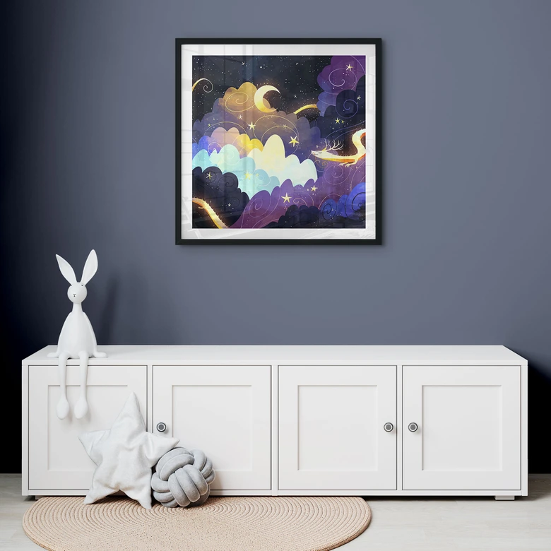 Poster Drachenflug durch Sternenwolken - DigitalArtsi 