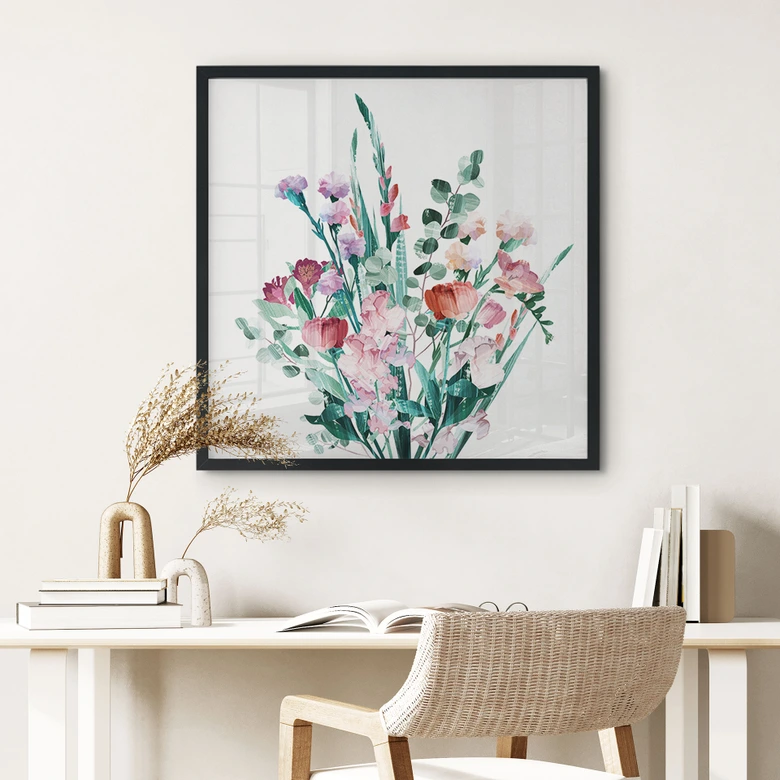 Plakat Wildflowers Bouquet in Spring - Goed Blauw - Square 