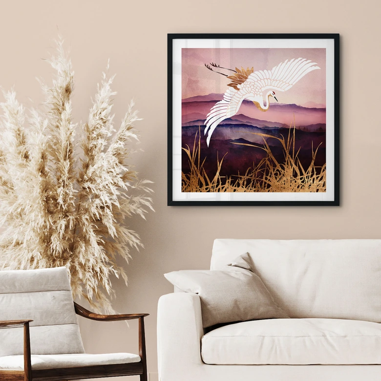 Poster Eleganter Kranich - SpaceFrog Designs 