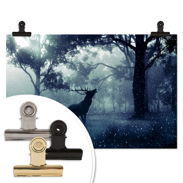 Poster Hirsch im Morgenwald 