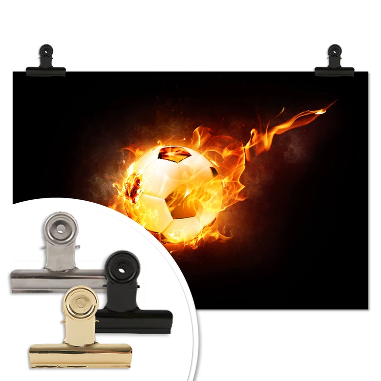 Poster Fußball in Flammen 