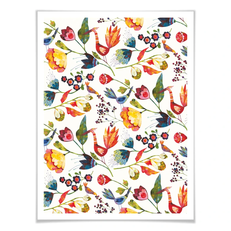 Poster Blanz - Blommor och fåglar 