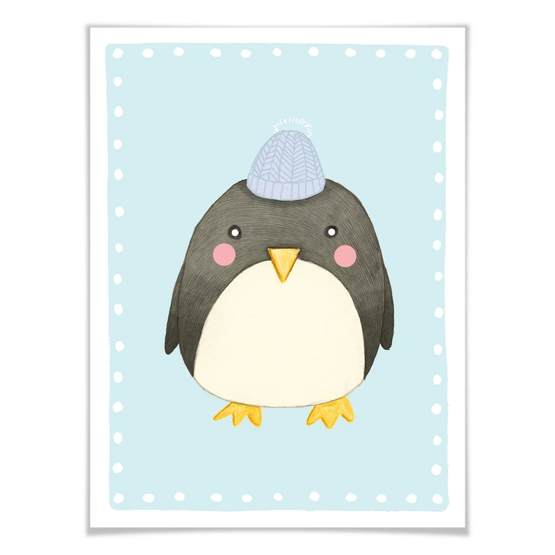 Poster Loske - Pinguin - blau 