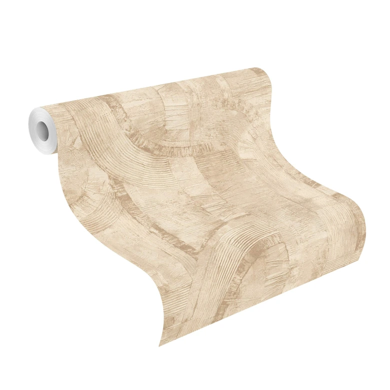 Rasch Vliestapete, Mustertapete Composition creme dunkel 