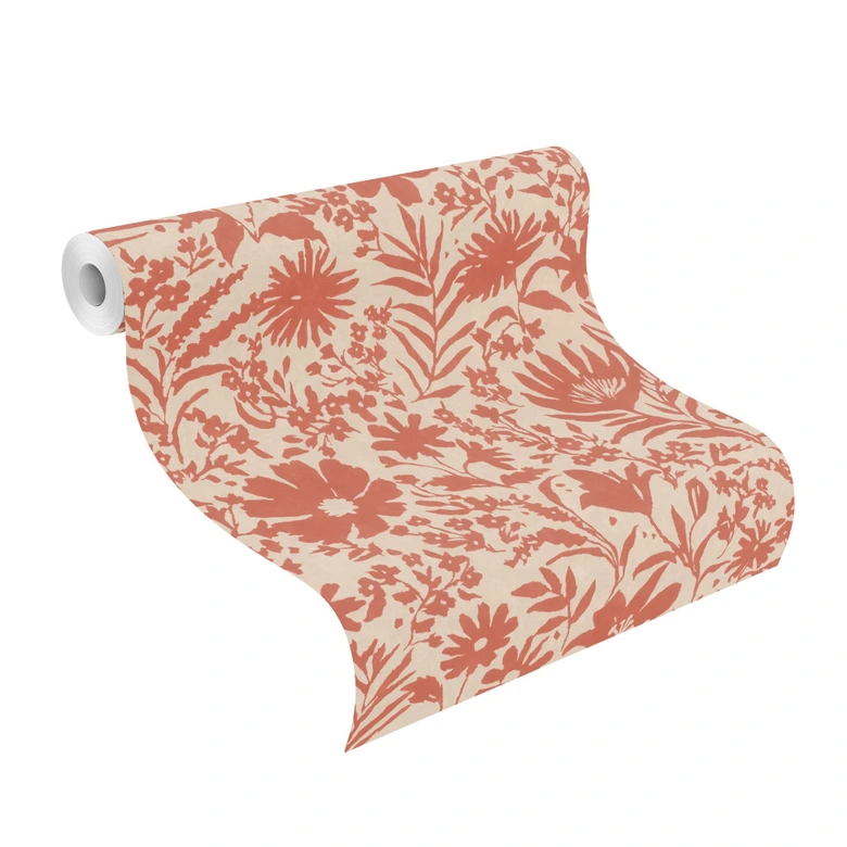 Blumentapete, Vliestapete Paraiso rot 