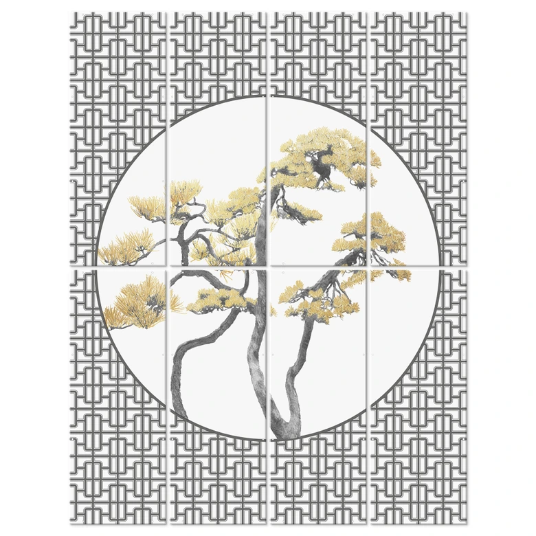 Séparation de pièce, paravent, paravent suspendu Bonsaï en fleurs - Amini 