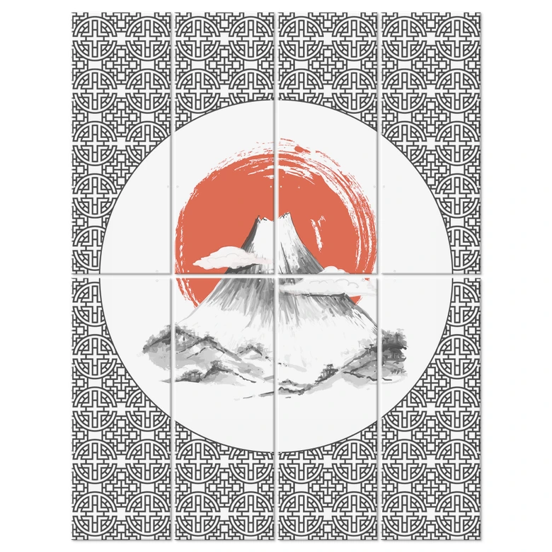 Divisorio, schermo, schermo appeso per la privacy Paesaggio giapponese - 8 pezzi 