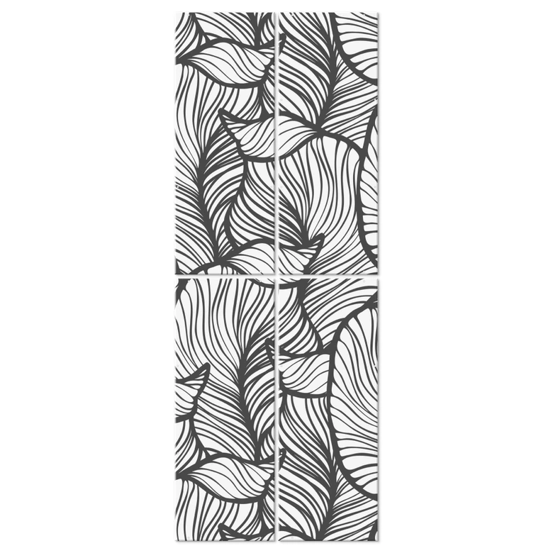 Séparation de pièce, paravent, paravent suspendu Florale Line Art - Feuilles 