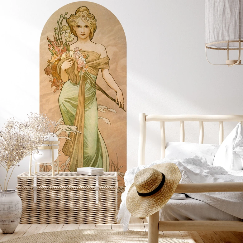 Wandtattoo Rundbogen Wandpaneel Die Jahreszeiten: Der Frühling - Mucha - schmal 