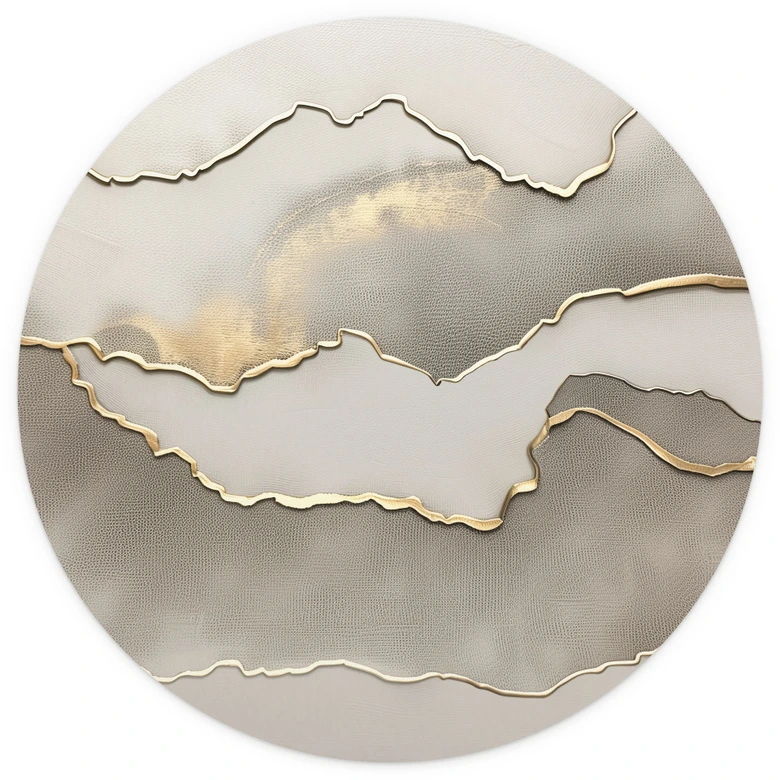 Round wall mural Abstract landscape with metallic colours - Alma - non self-adhesive/self-adhesive wallpapers 