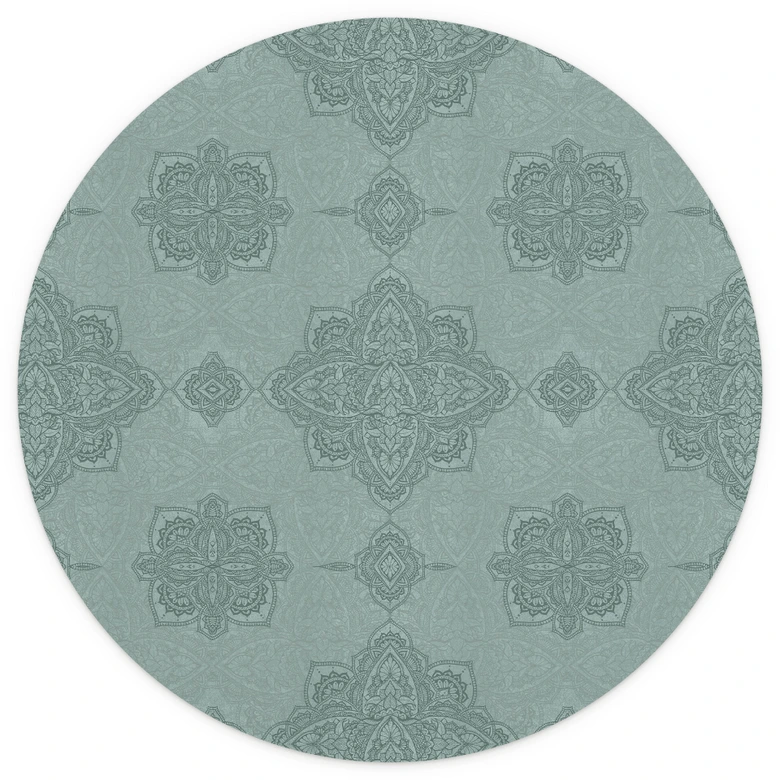 Fotobehang Ornamenten - Mandala Patroon Marrakech Groen - Bloemdecor - Rond - Zelfklevend/niet-geweven 