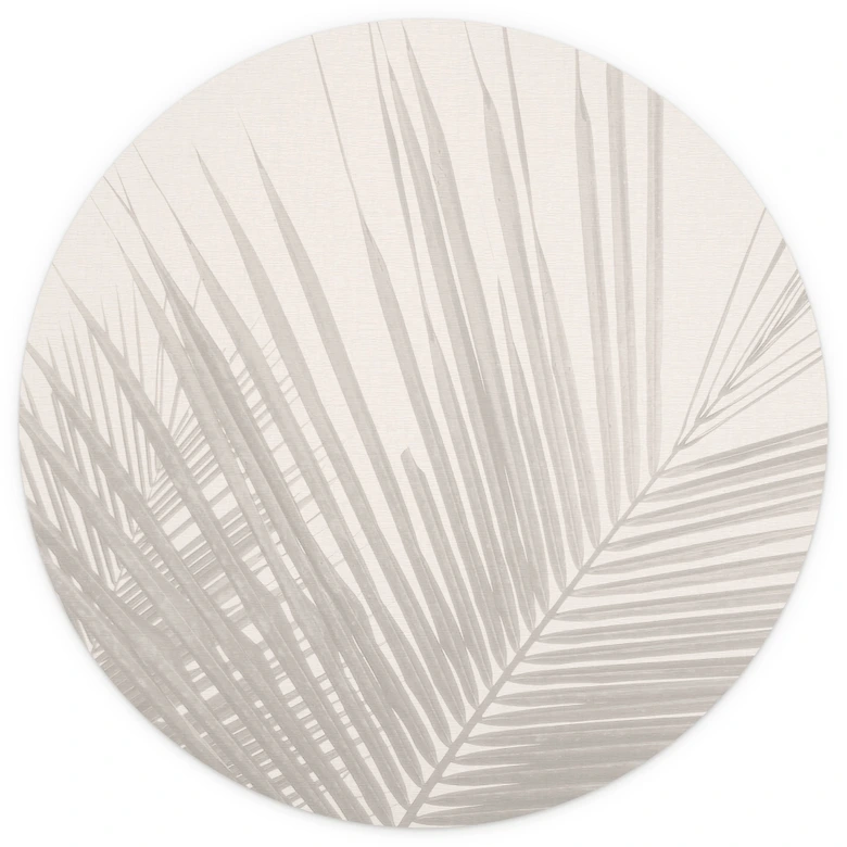 Fototapete Palmenblätter in Leinenoptik - Bloomery Decor - Rund - Selbstklebend/Vlies 