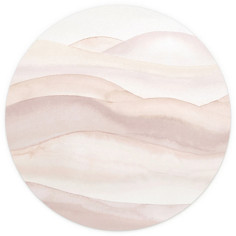 Fototapete Sanfte Hügel in Aquarell - Bloomery Decor - Rund - Selbstklebend/Vlies 