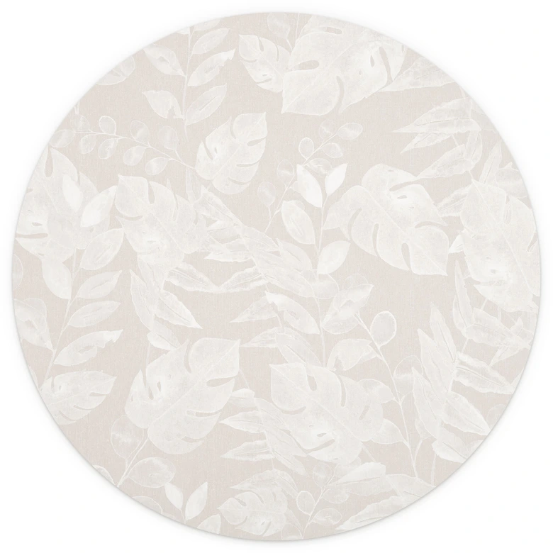 Fototapete Tropische Blätter Beige - Bloomery Decor - Rund - Selbstklebend/Vlies 