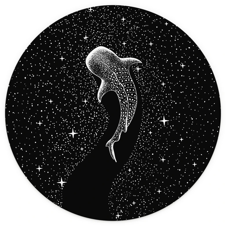 Schlafzimmer Fototapete - Walhai im Ozean der Sternen - Cakir - Rund - Selbstklebend/Vlies 